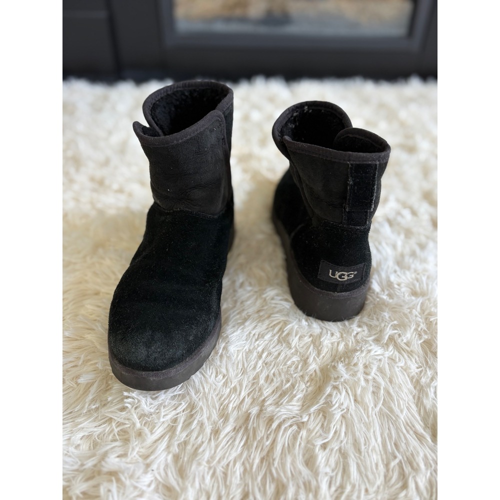 UGG Australia Black Suede Leather Ankle Boots Women's Comfy Winter Shoes‎ 7